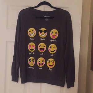 NWOT Long sleeve Emoji top embellished w/crystals